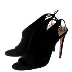 مملوكة مسبقًا صندل أكوازورا قصة سيكسي ثيغ سويدي أسود مقاس 39.5