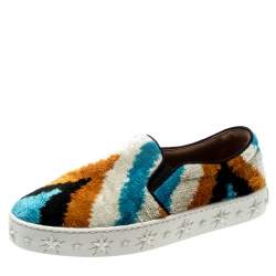 Pre Owned Aquazzura Multicolor Velvet Slip on Sneakers Size 37.5