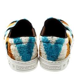 Pre Owned Aquazzura Multicolor Velvet Slip on Sneakers Size 37.5