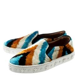 Pre Owned Aquazzura Multicolor Velvet Slip on Sneakers Size 37.5