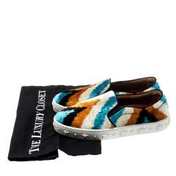 Pre Owned Aquazzura Multicolor Velvet Slip on Sneakers Size 37.5