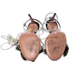 مملوكة مسبقًا Aquazzura White Suede Johanna Ortiz Tassel Ankle Wrap Sandals Size 36.5