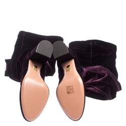 Pre Owned Aquazzura Purple Velvet So Me Knee High Boots Size 38.5