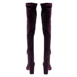 Pre Owned Aquazzura Purple Velvet So Me Knee High Boots Size 38.5