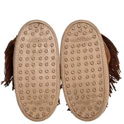 مملوكة مسبقًا Aquazzura Brown Suede Fringe Detail Lace Up Boho Karlie Boots Size 40