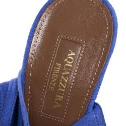مملوكة مسبقًا Aquazzura Blue Cutout Suede Sexy Thing Peep Toe Sandals Size 39.5