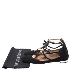 Pre Owned حذاء فلات باليه أكوازورا زخرفة باندورا سويدي أسود مقاس 40