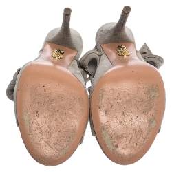 Pre Owned صندل أكوازروا سويدي رصاصي بحزام للكاحل مقدمة مفتوحة مقاس 38