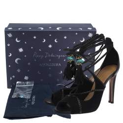 Pre Owned صندل أكوازورا هيرو سويدي وجلد أسود مقاس 37