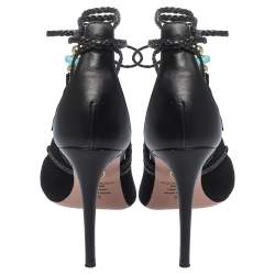 Pre Owned صندل أكوازورا هيرو سويدي وجلد أسود مقاس 37