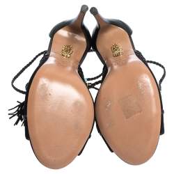 Pre Owned صندل أكوازورا هيرو سويدي وجلد أسود مقاس 37