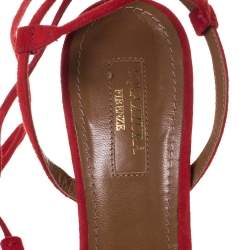 مملوكة مسبقًا صندل أكوازورا "وايلد ثينغ" برباط كاحل و مزين بشراشيب سويدي أحمر مقاس 36