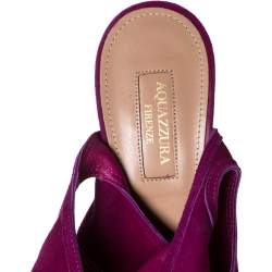 Pre Owned Aquazzura Purple Suede Sexy Thing Cut Out Tie Up Sandals Size 38.5