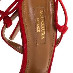 مملوكة مسبقًا صندل أكوازورا "وايلد ثينغ" رباط كاحل و مزين بشراشيب سويدي أحمر مقاس 36