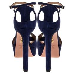 مملوكة مسبقًا صندل أكوازورا نعل سميك هارلو سويدى أزرق ميد نايت مقاس 37