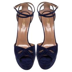 مملوكة مسبقًا صندل أكوازورا نعل سميك هارلو سويدى أزرق ميد نايت مقاس 37