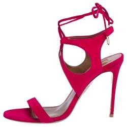 Pre Owned صندل أكوازورا ملتف حول الكاحل جلد سويدى وردى مقاس 38