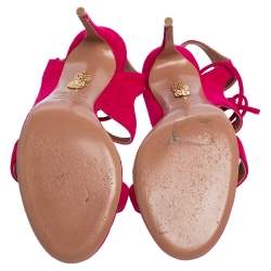 Pre Owned صندل أكوازورا ملتف حول الكاحل جلد سويدى وردى مقاس 38