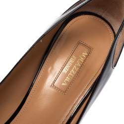 Pre Owned Aquazzura Black Patent Leather Forever Marilyn Cut Out Tassel Detail Pointed Toe Pumps Size 41