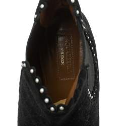 مملوكة مسبقًا Aquazzura Black Suede Pearl Layered Ankle Boots Size 38.5