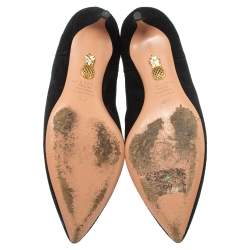 مملوكة مسبقًا Aquazzura Black Suede Pearl Layered Ankle Boots Size 38.5