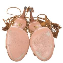 مملوكة مسبقًا صندل أكوازورا قصه سيكسى ثينغ طباعة سويدى أبيض / طباعة بنى مقاس 37