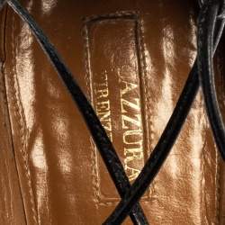 Pre Owned صندل أكوازورا فلات شريستي جلد أسود مقاس 38