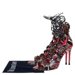 Pre Owned صندل أكوازورا أمازون جلد ثعبان متعدد الألوان برباط مقدمة مفتوحة مقاس 38