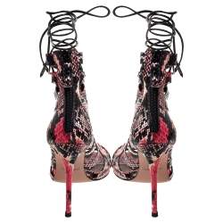 Pre Owned صندل أكوازورا أمازون جلد ثعبان متعدد الألوان برباط مقدمة مفتوحة مقاس 38