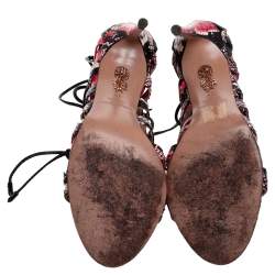 Pre Owned صندل أكوازورا أمازون جلد ثعبان متعدد الألوان برباط مقدمة مفتوحة مقاس 38