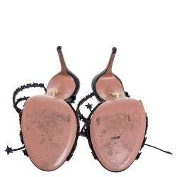 Pre Owned صندل أكوازورا ستارلايت مقدمة مفتوحة و رباط كاحل جلد أزرق ميتاليك مقاس 39