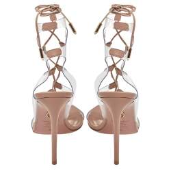 Aquazzura Beige PVC And Leather Milos Sandals Size 36