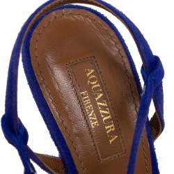 Pre Owned صندل أكوازورا وايلد ثينغ سويدي أزرق بحزام للكاحل مقاس 36