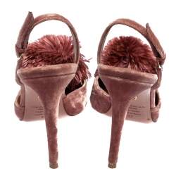 مملوكة مسبقًا Aquazzura Pink Velvet Powder Puff Pointed Toe Slingback Sandals Size 37