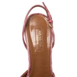 Pre Owned Aquazzura Pink Velvet Powder Puff Pointed Toe Slingback Sandals Size 39