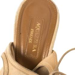 Pre Owned Aquazzura Beige Suede Cutout Sexy Thing Ankle Wrap Sandals Size 37