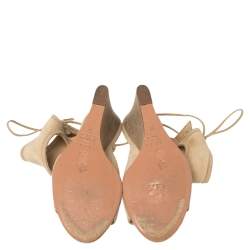 Pre Owned Aquazzura Beige Suede Cutout Sexy Thing Ankle Wrap Sandals Size 37