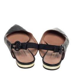 مملوكة مسبقًا صندل أكوازورا فتحة كعب جلد نقش تمساح أسود مقاس 36.5