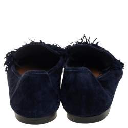 Pre Owned حذاء باليرينا فلات أكوازورا ويلد ثينغ سويدي أزرق داكن مقاس 38.5