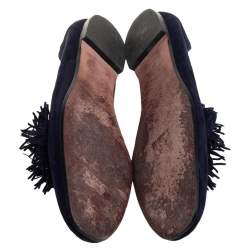 Pre Owned حذاء باليرينا فلات أكوازورا ويلد ثينغ سويدي أزرق داكن مقاس 38.5