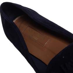 Pre Owned حذاء باليرينا فلات أكوازورا ويلد ثينغ سويدي أزرق داكن مقاس 38.5