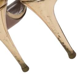 Pre Owned صندل أكوازورا لوسيل جلد ذهبي مقدمة مفتوحة بحزام للكاحل مقاس 39