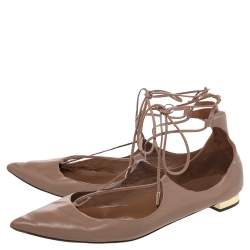 Pre Owned Aquazzura Beige Leather Christy Flat Sandals Size 41