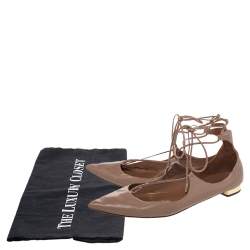 Pre Owned Aquazzura Beige Leather Christy Flat Sandals Size 41