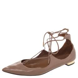 Pre Owned Aquazzura Beige Leather Christy Flat Sandals Size 41