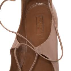 Pre Owned Aquazzura Beige Leather Christy Flat Sandals Size 41