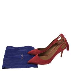 Pre Owned Aquazzura Red Suede Pointed Toe Pumps Size 39