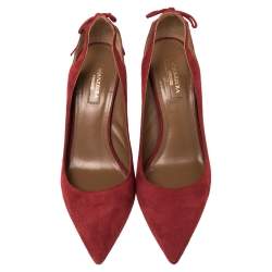 Pre Owned Aquazzura Red Suede Pointed Toe Pumps Size 39