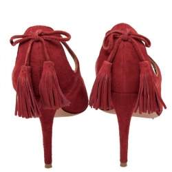 Pre Owned Aquazzura Red Suede Pointed Toe Pumps Size 39