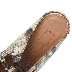 Pre Owned Aquazzura Beige Python Embossed Leather Sandals Size 36.5